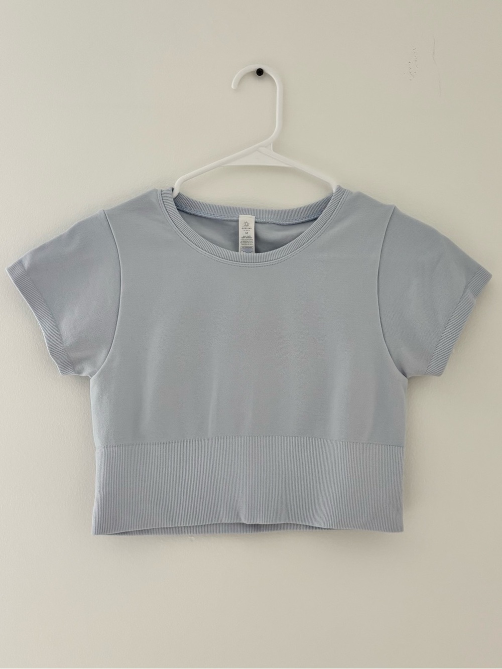 Aerie Sidewalk Seamless Cropped T-Shirt Eyelet Blue